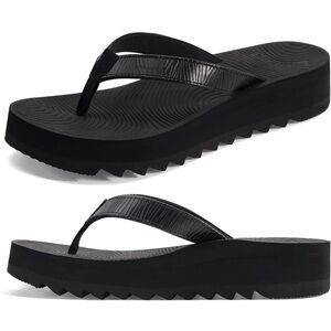 Stylish Black Platform Flip-Flops